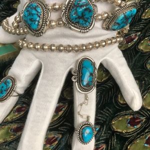 Custom Sterling Matrix Turquoise Slave Chain Ring